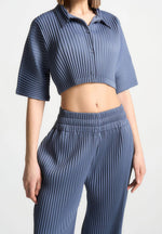 Mona - Pleated Cropped Shirt - Black