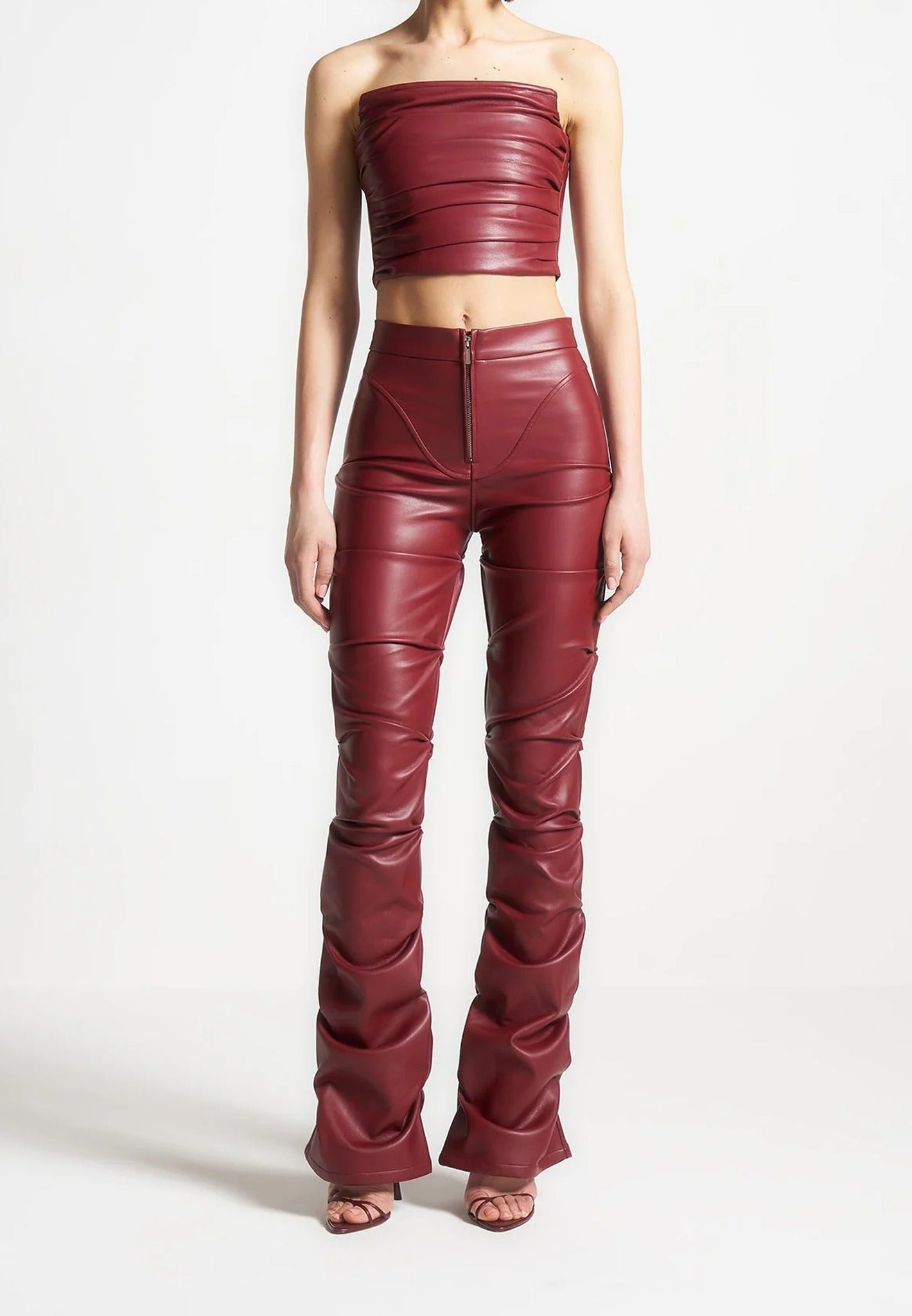 pleated-bandeau-vegan-leather-corset-top-wine-red