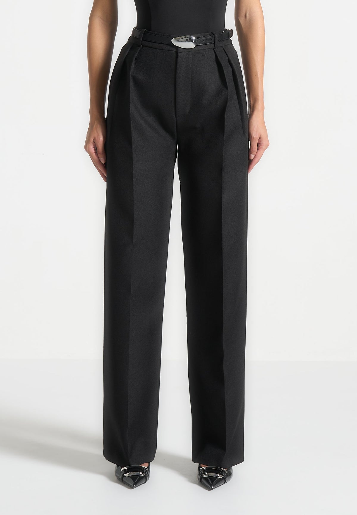 J⁠ulie - Tailored Twin Pleat Trousers - Black