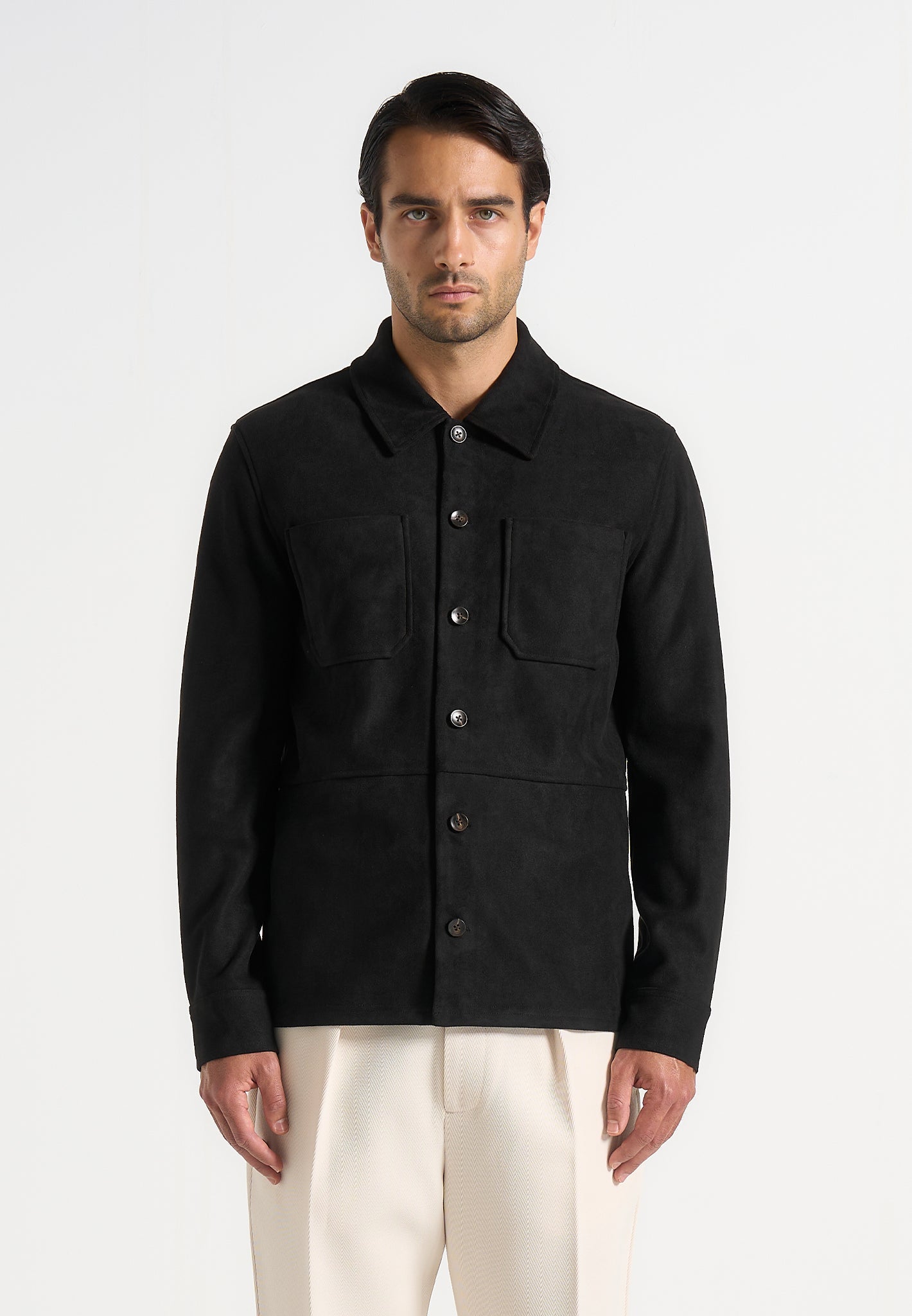 Thomas - Suede Long Sleeve Shirt - Black