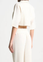 Mona - Pleated Cropped Shirt - Off White