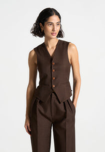 Christine - Tailored Cinch Suit Vest - Brown