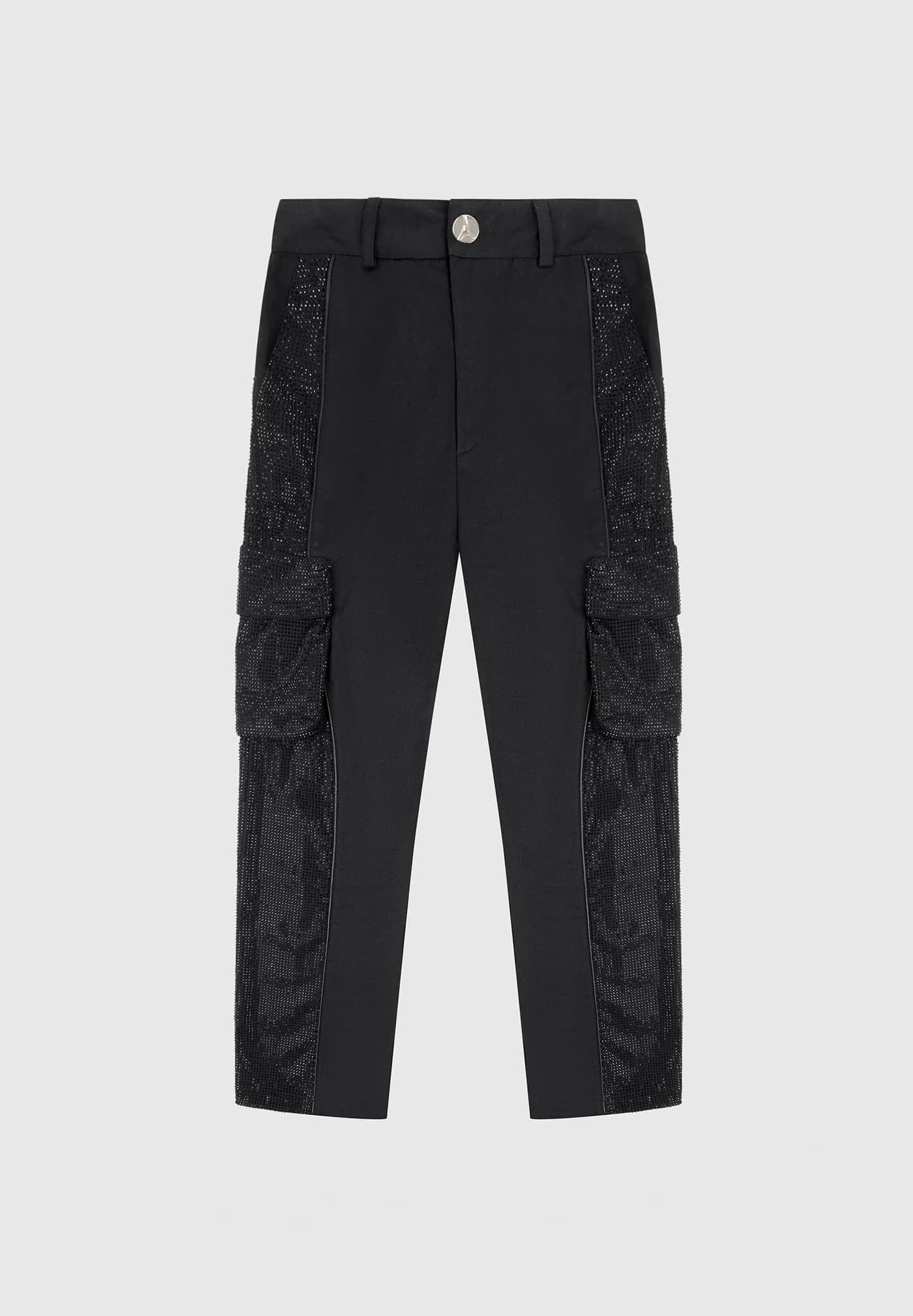 Women's Rhinestone Contour Cargo Pants - Black - US 2