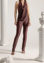 Draped Halterneck Top - Brown