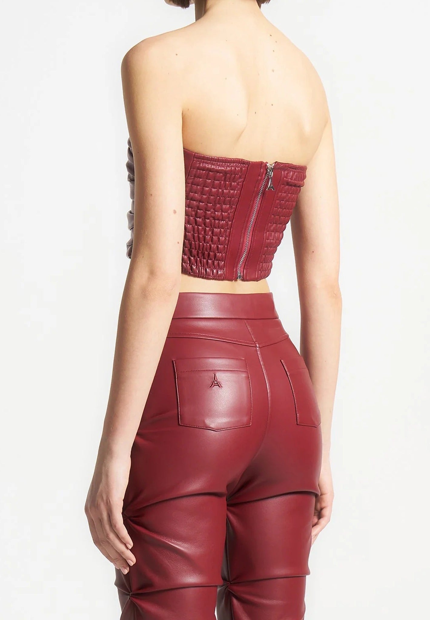 pleated-bandeau-vegan-leather-corset-top-wine-red