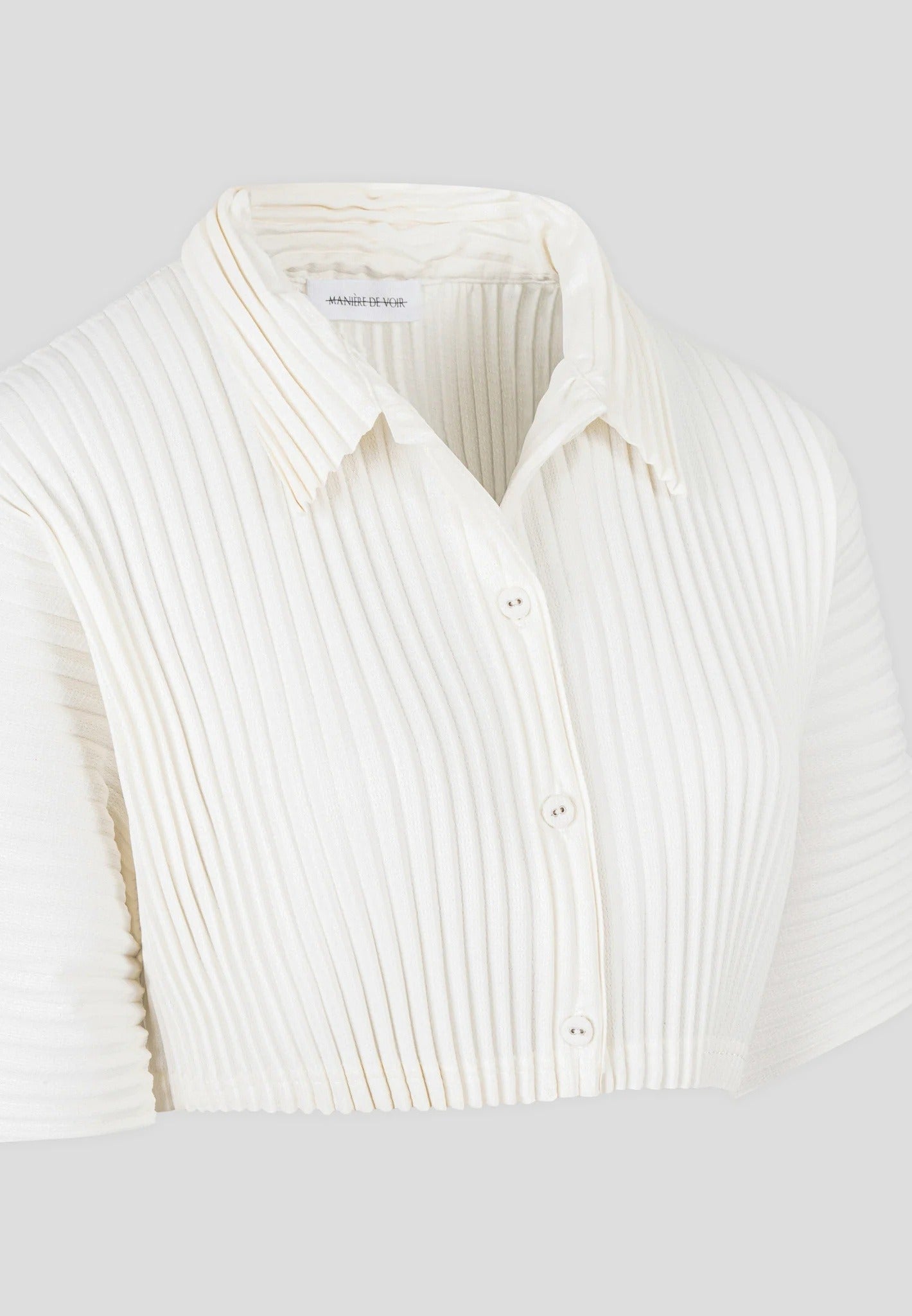 Mona - Pleated Cropped Shirt - Off White