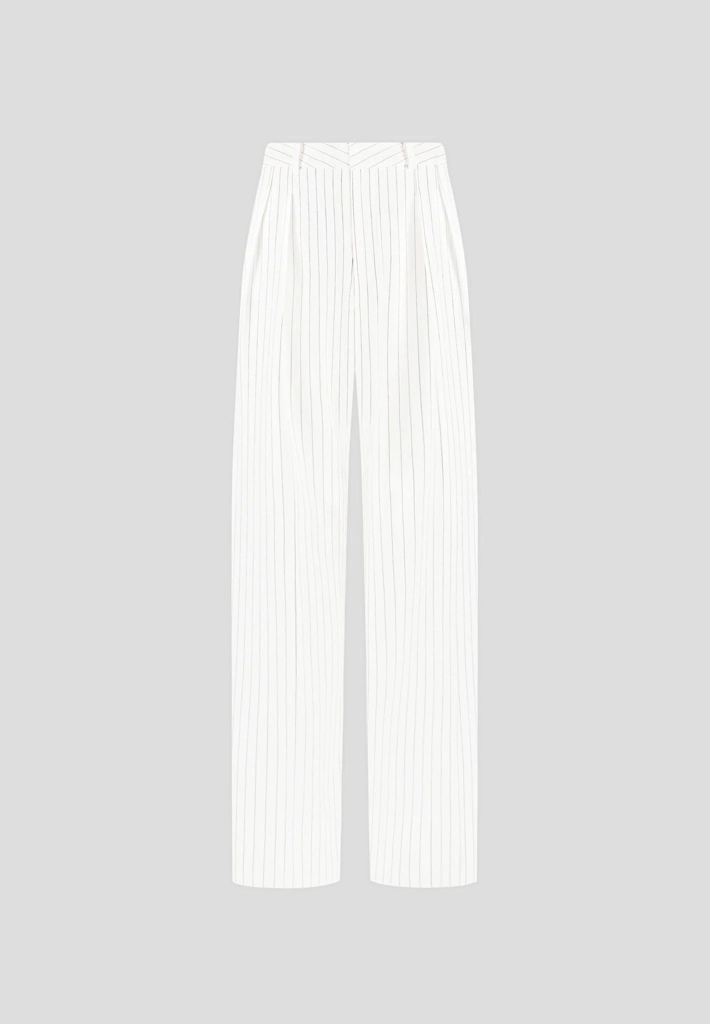 Julie - Pinstripe Twin Pleat Tailored Pants - White