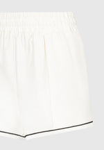 Satin Shorts with Piping - Cream