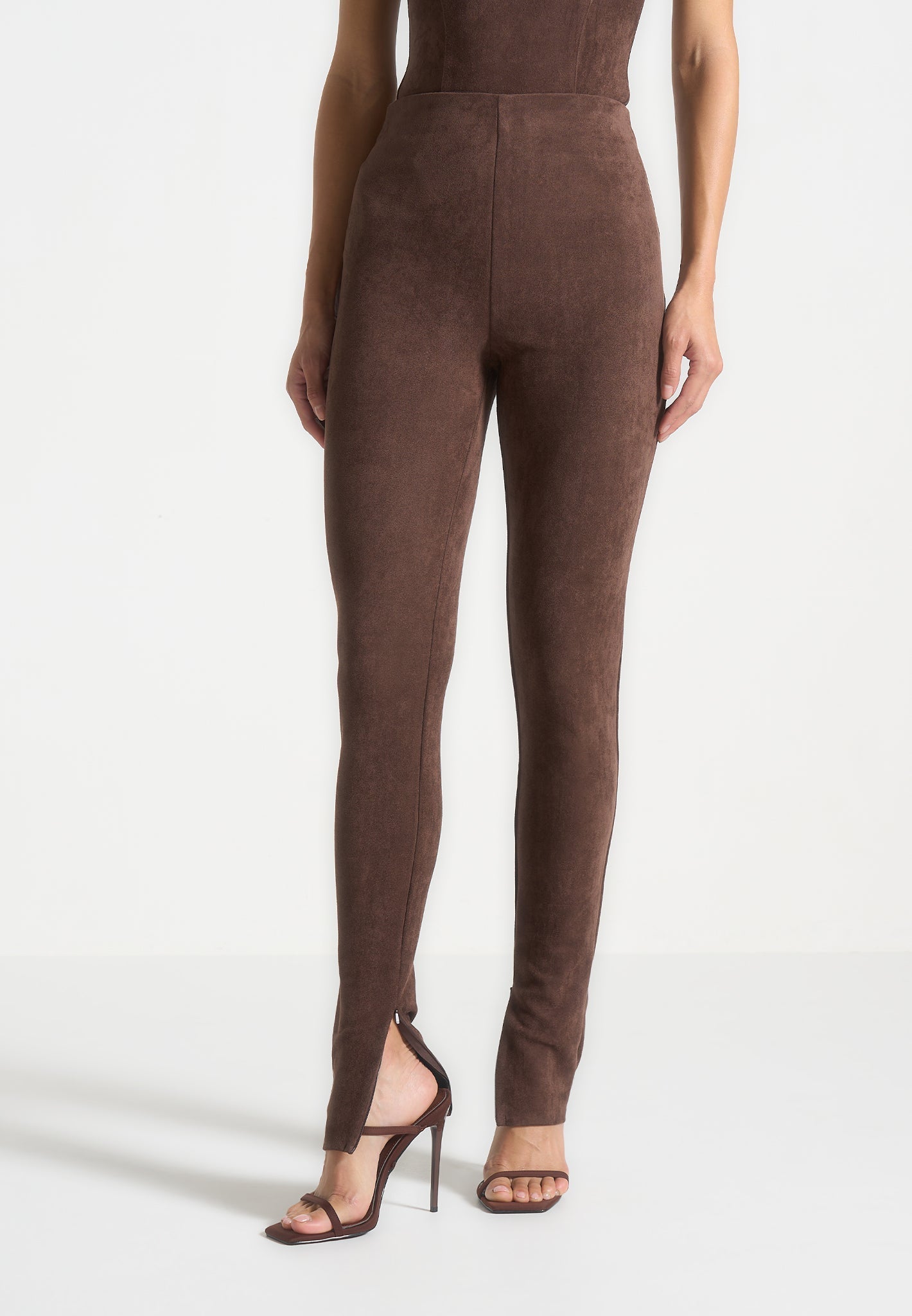 Suede Leggings Brown Manière De Voir USA