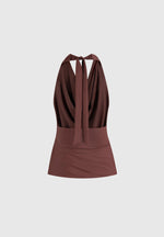Draped Halterneck Top - Brown