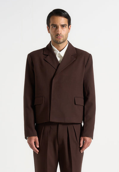 Hector - Double Breasted Tailored Cropped Blazer - Brown