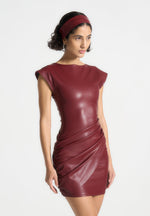 leather-gathered-dress-wine-red