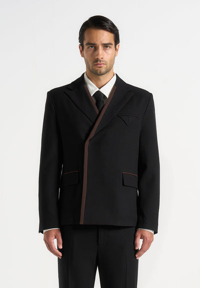 Alec - Double Breasted Suit jacket With Contrast Lapel - Black