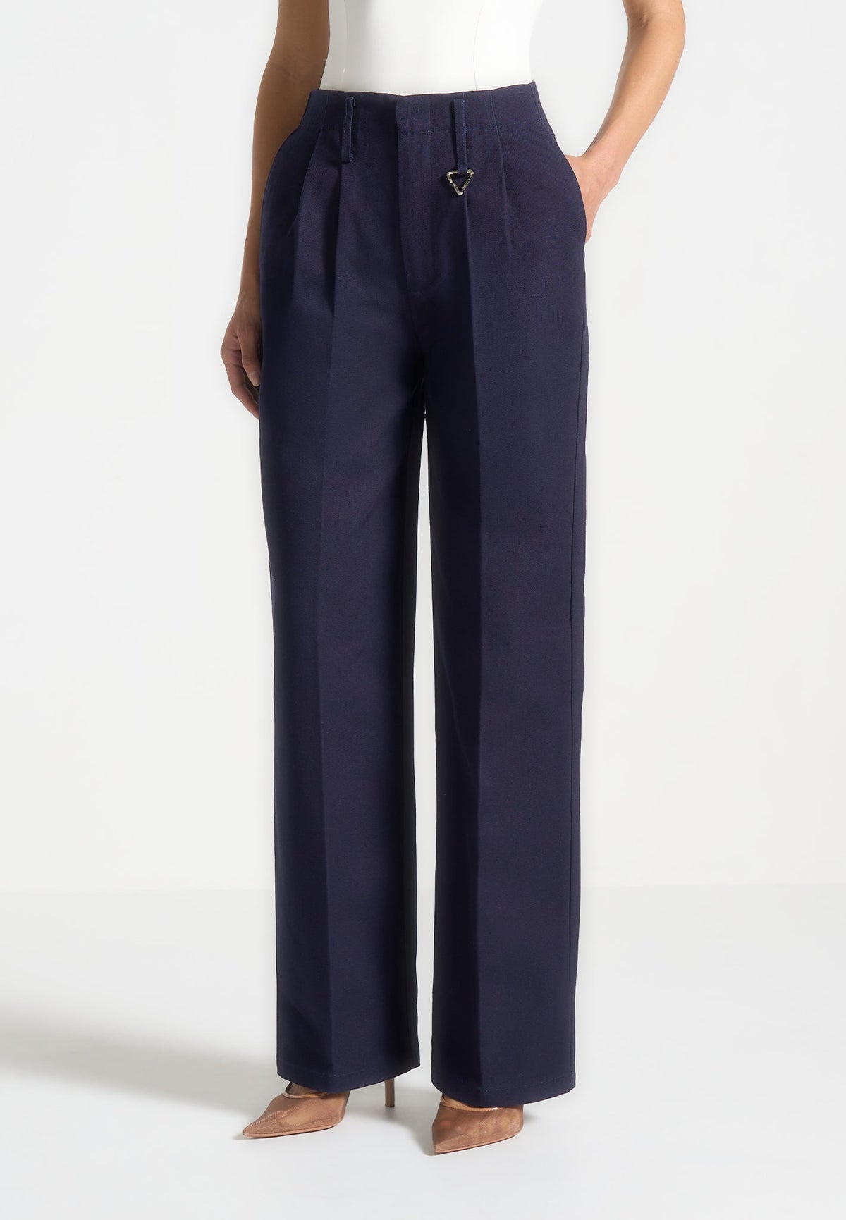 Gabrielle - Creased Gabardine Pants - Indigo