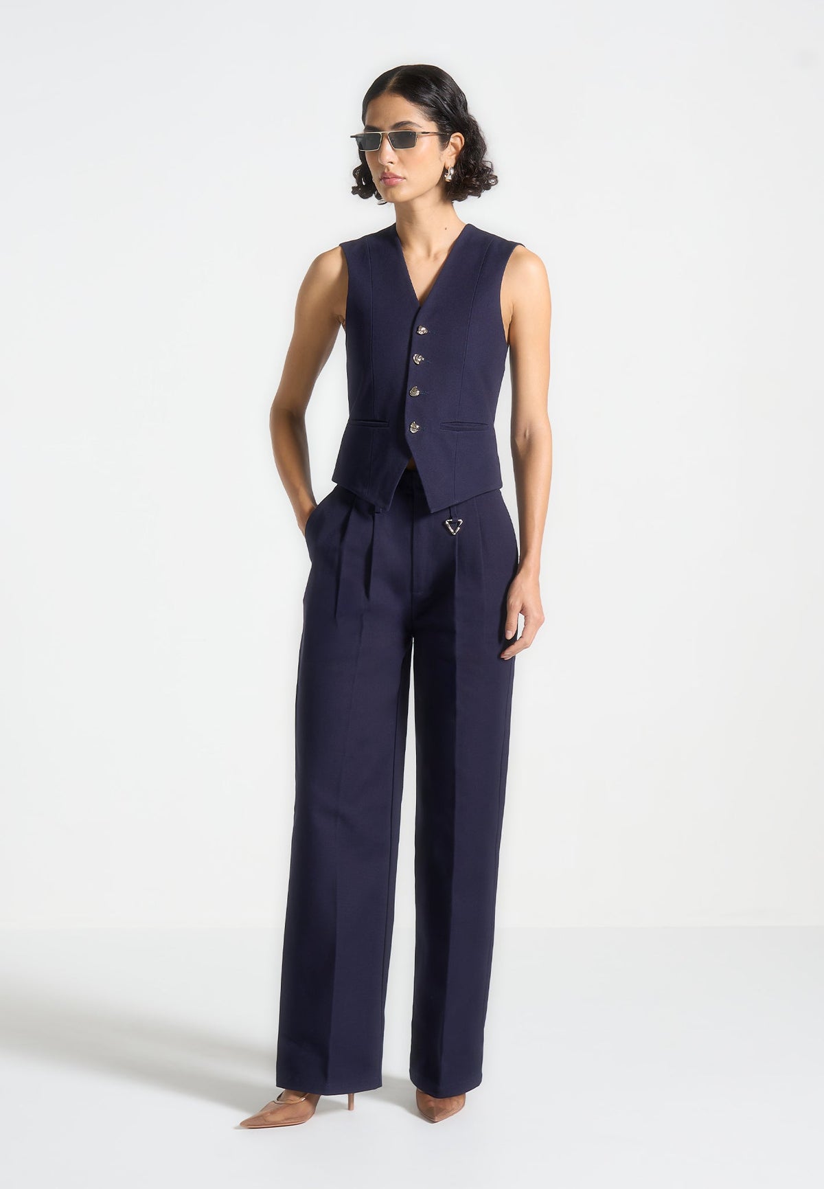 Gabrielle - Creased Gabardine Pants - Indigo