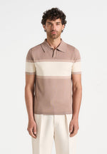 Enzo - Colour Block Polo Top - Taupe