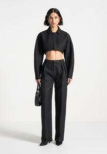 Elya - Tailored Super Cropped Jacket - Black