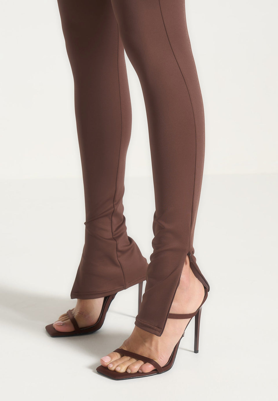 LS001 - High Waisted Leggings - Brown