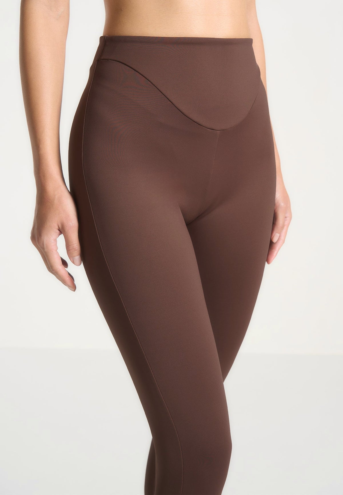 LS001 - High Waisted Leggings - Brown