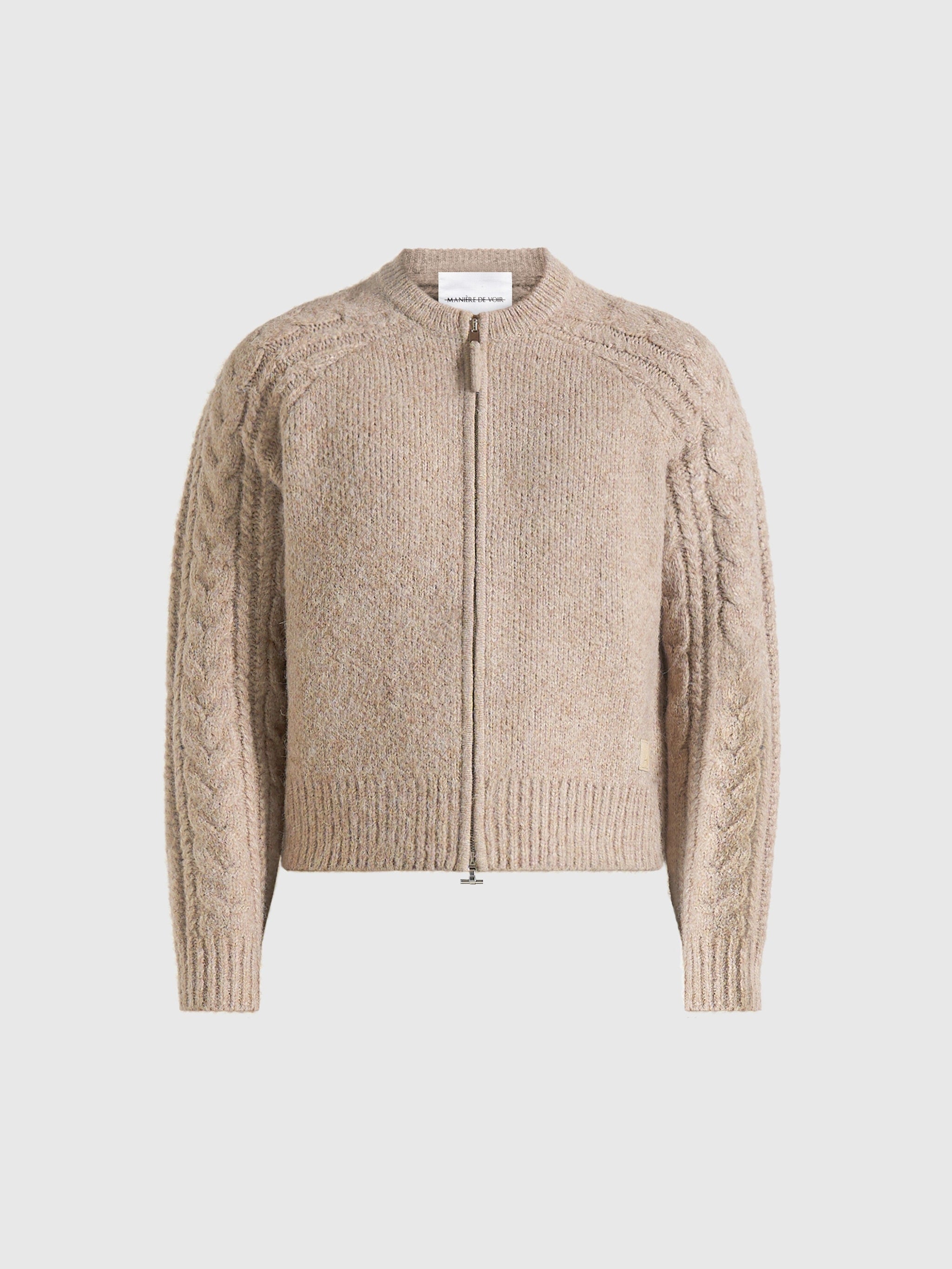 gaby-speckled-cable-knit-zip-cardigan-beige