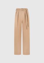 Pascale - Tailored Twin Belt Trousers - Dark Beige
