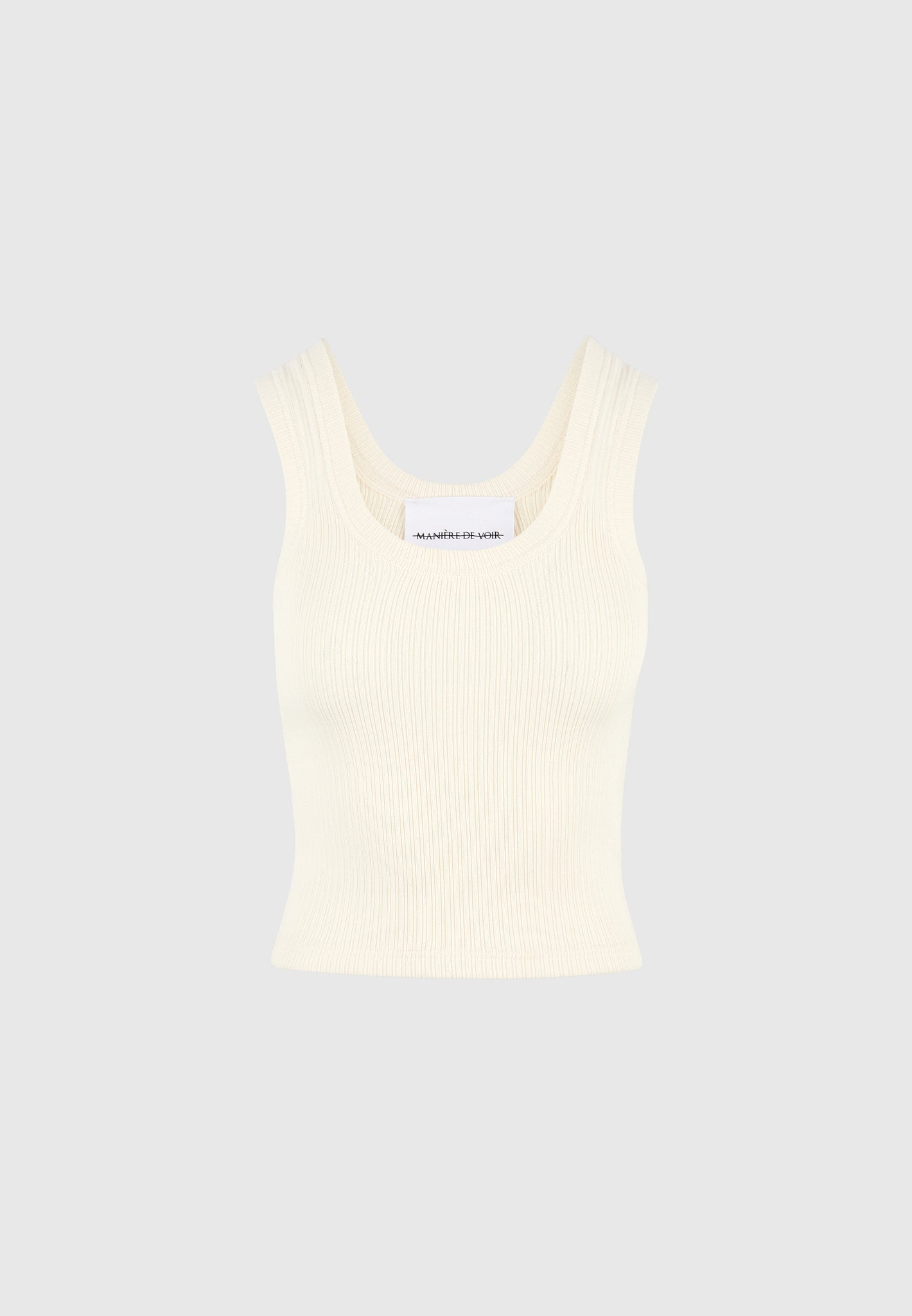 VS001 - Scoop Neck Ribbed Cotton Tank Top - Cream