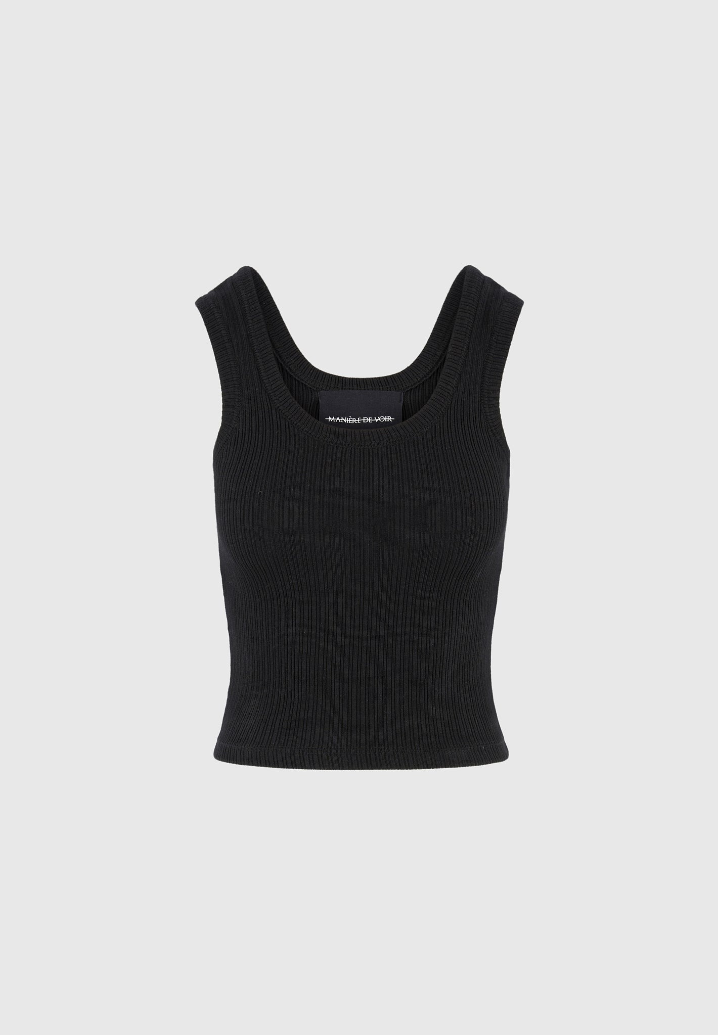 VS001 - Scoop Neck Ribbed Cotton Tank Top - Black