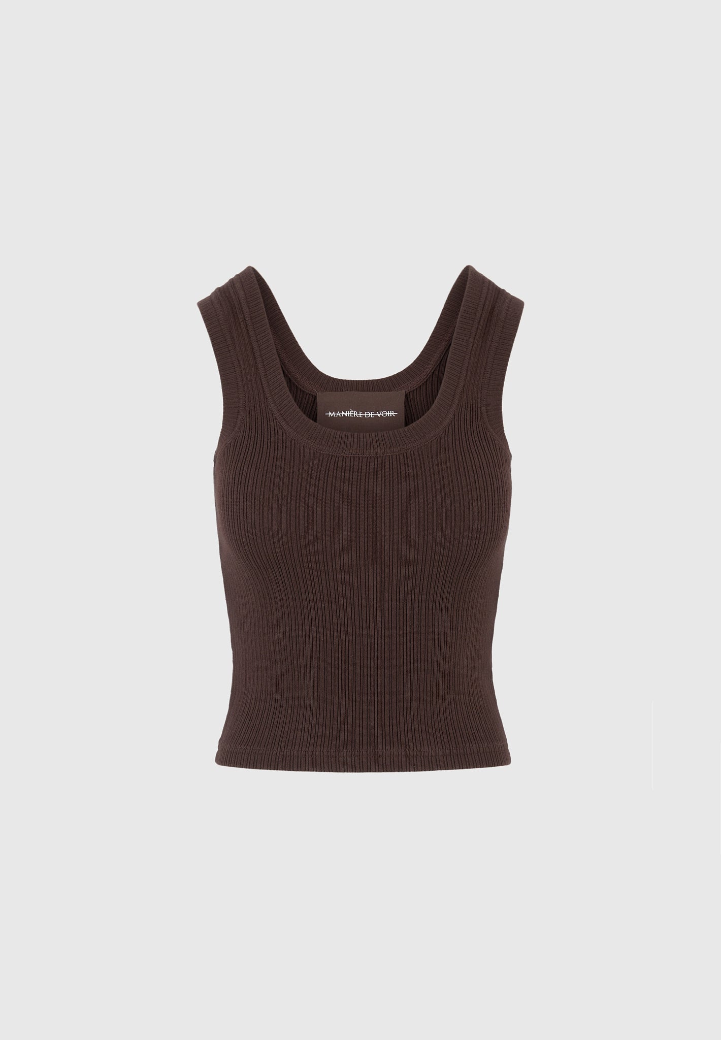VS001 - Scoop Neck Ribbed Cotton Tank Top - Brown