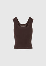 VS001 - Scoop Neck Ribbed Cotton Tank Top - Brown