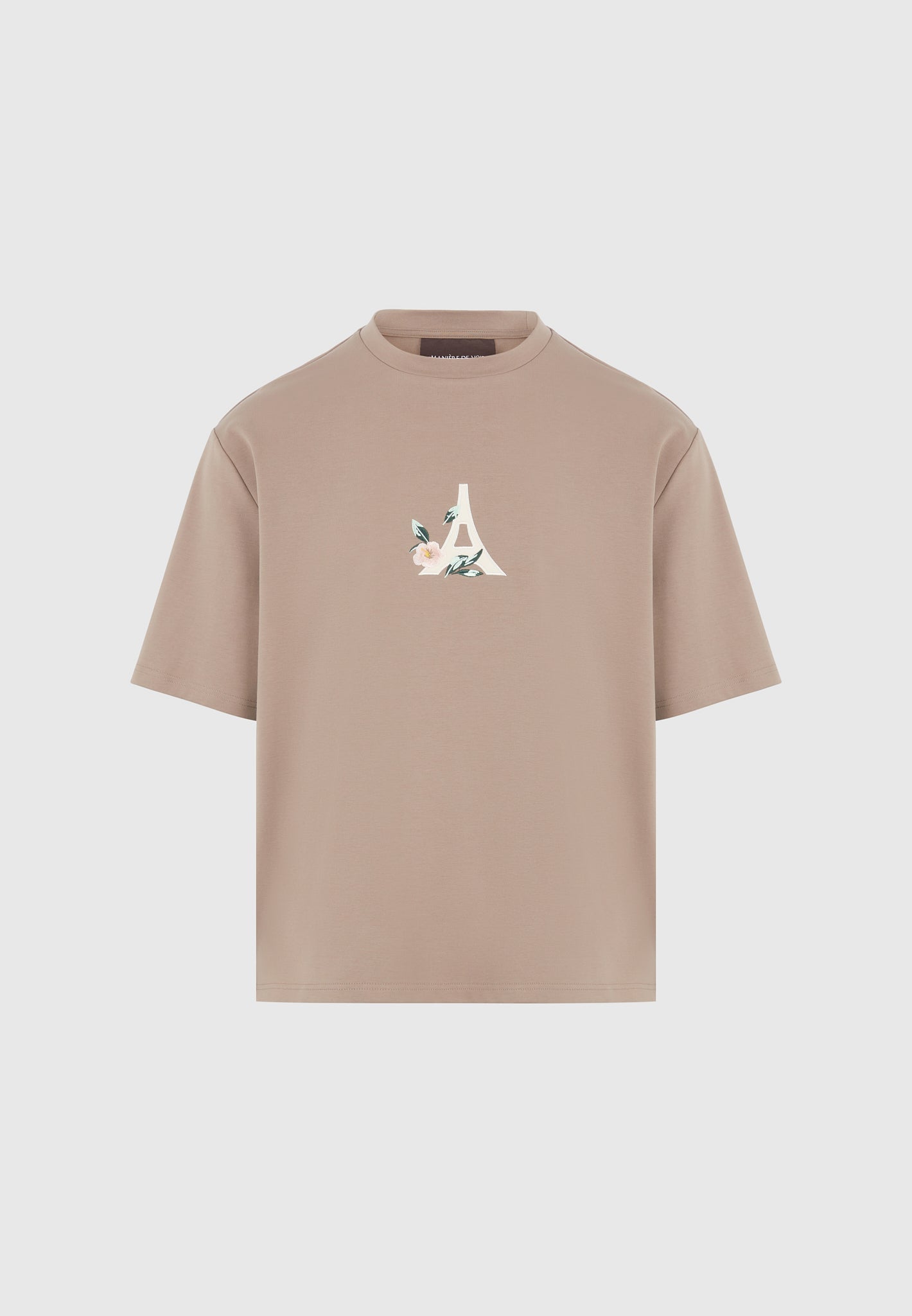 Thierry - Floral Eiffel Cotton T-Shirt - Taupe