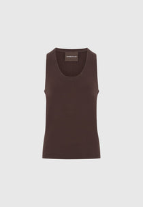Justin - Ribbed Cotton Vest - Dark Brown
