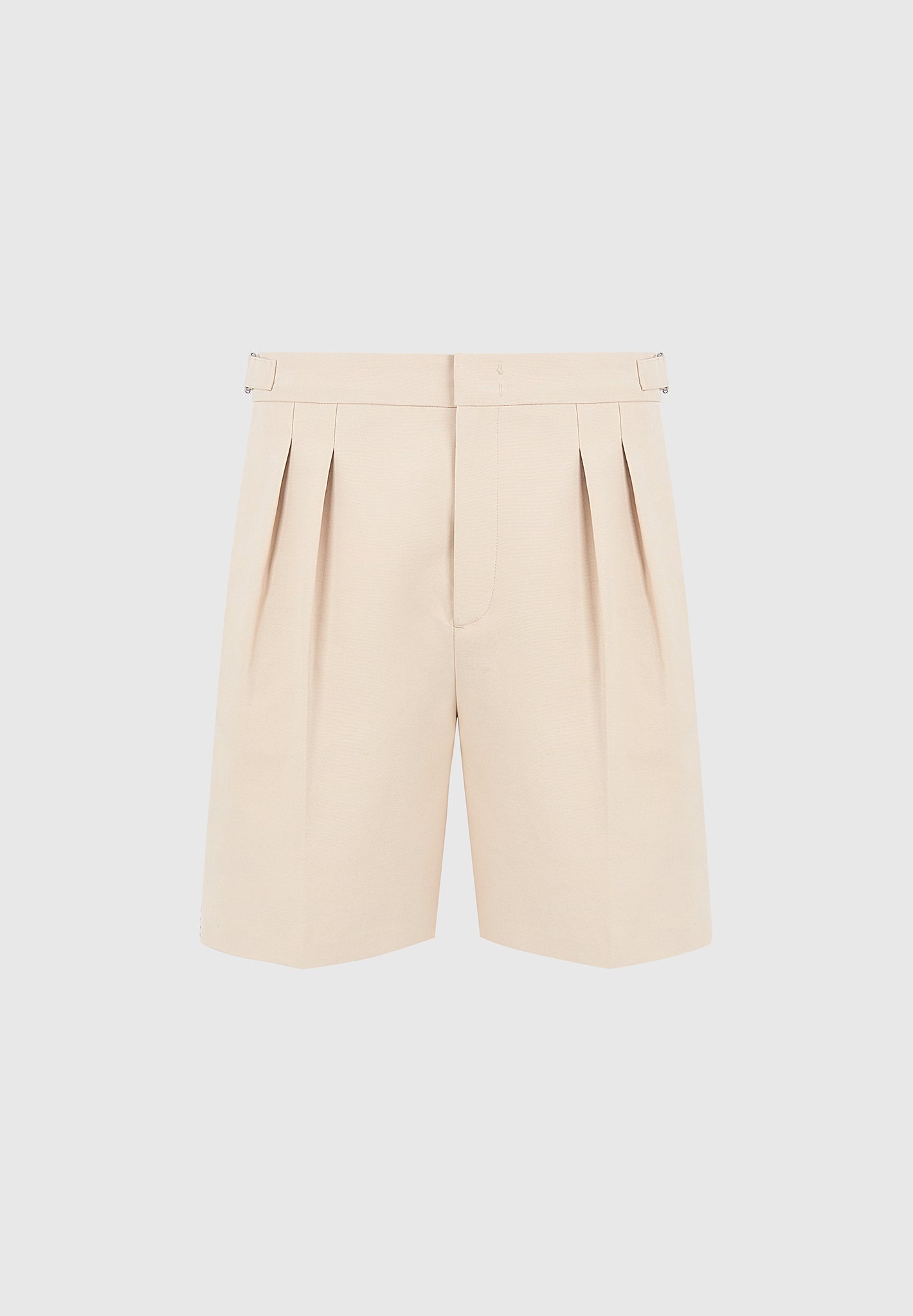 Victorin - Twin Pleat Chino Shorts with Stitch Detail - Beige