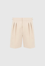 Victorin - Twin Pleat Chino Shorts with Stitch Detail - Beige