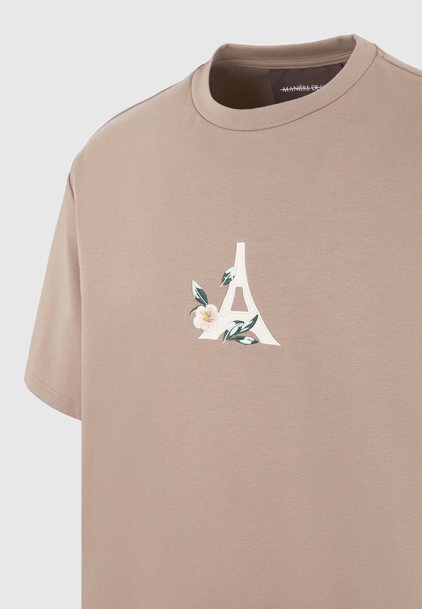 Thierry - Floral Eiffel Cotton T-Shirt - Taupe