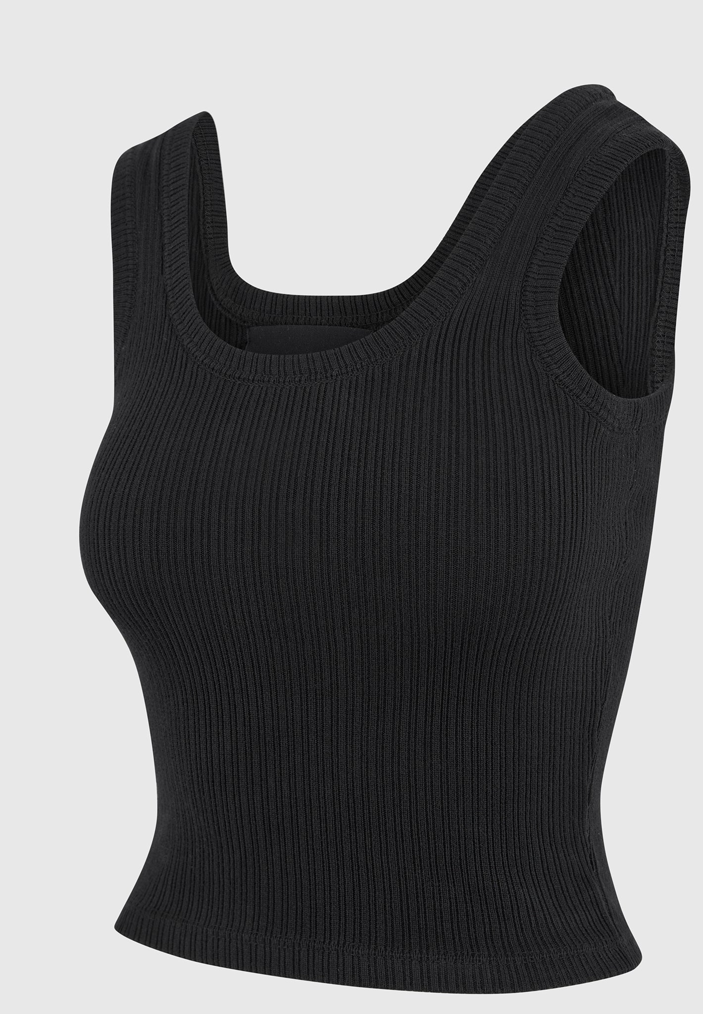 VS001 - Scoop Neck Ribbed Cotton Tank Top - Black