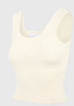 VS001 - Scoop Neck Ribbed Cotton Tank Top - Cream