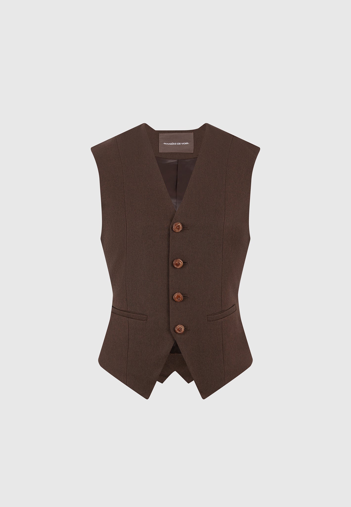 Christine - Tailored Cinch Suit Vest - Brown | Manire De Voir USA Christine - Tailored Cinch Suit Vest - Brown | Manire De Voir USA
