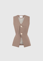 Simone - Cinch Waistcoat with Oversized Buttons - Taupe