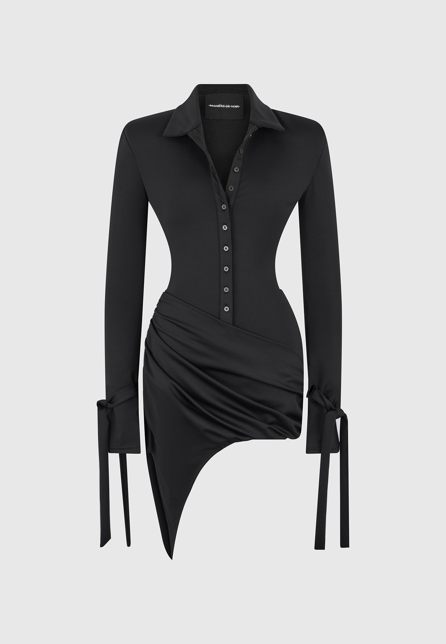 off the shoulder draped asymmetric mini dress in black Off The Shoulder Draped Asymmetric Mini Dress In Black Slinky | EGO US