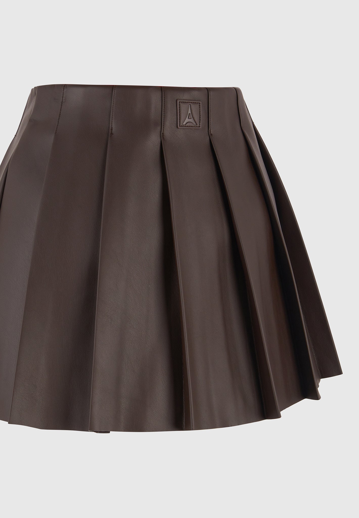 juliette-leather-pleated-skort-brown