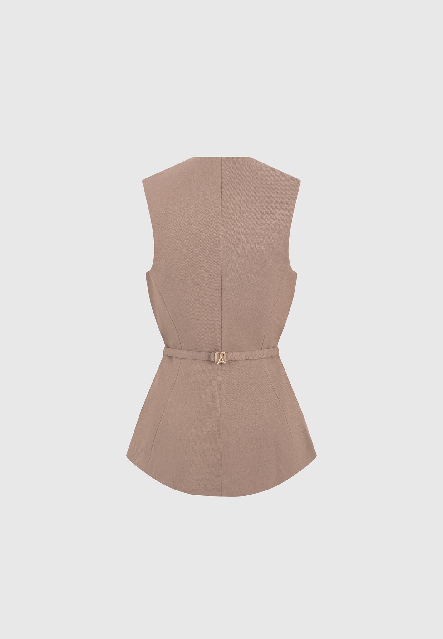 Simone - Cinch Waistcoat with Oversized Buttons - Taupe