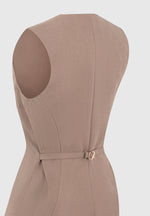 Simone - Cinch Waistcoat with Oversized Buttons - Taupe