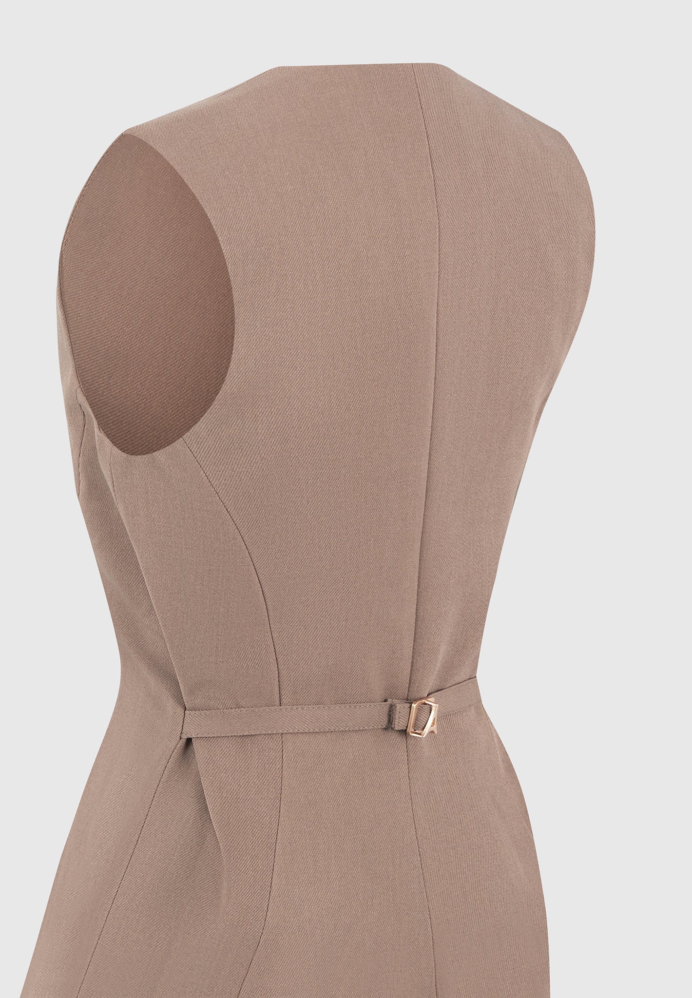 Simone - Cinch Waistcoat with Oversized Buttons - Taupe