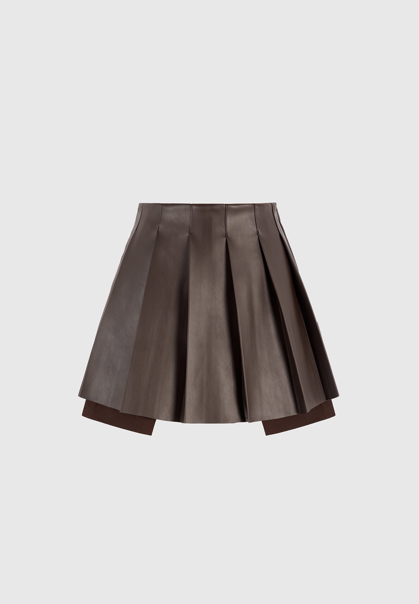 juliette-leather-pleated-skort-brown