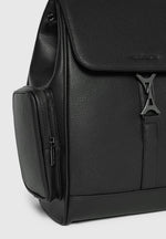 Taylor - Pebbled Leather Eiffel Clasp Backpack - Black