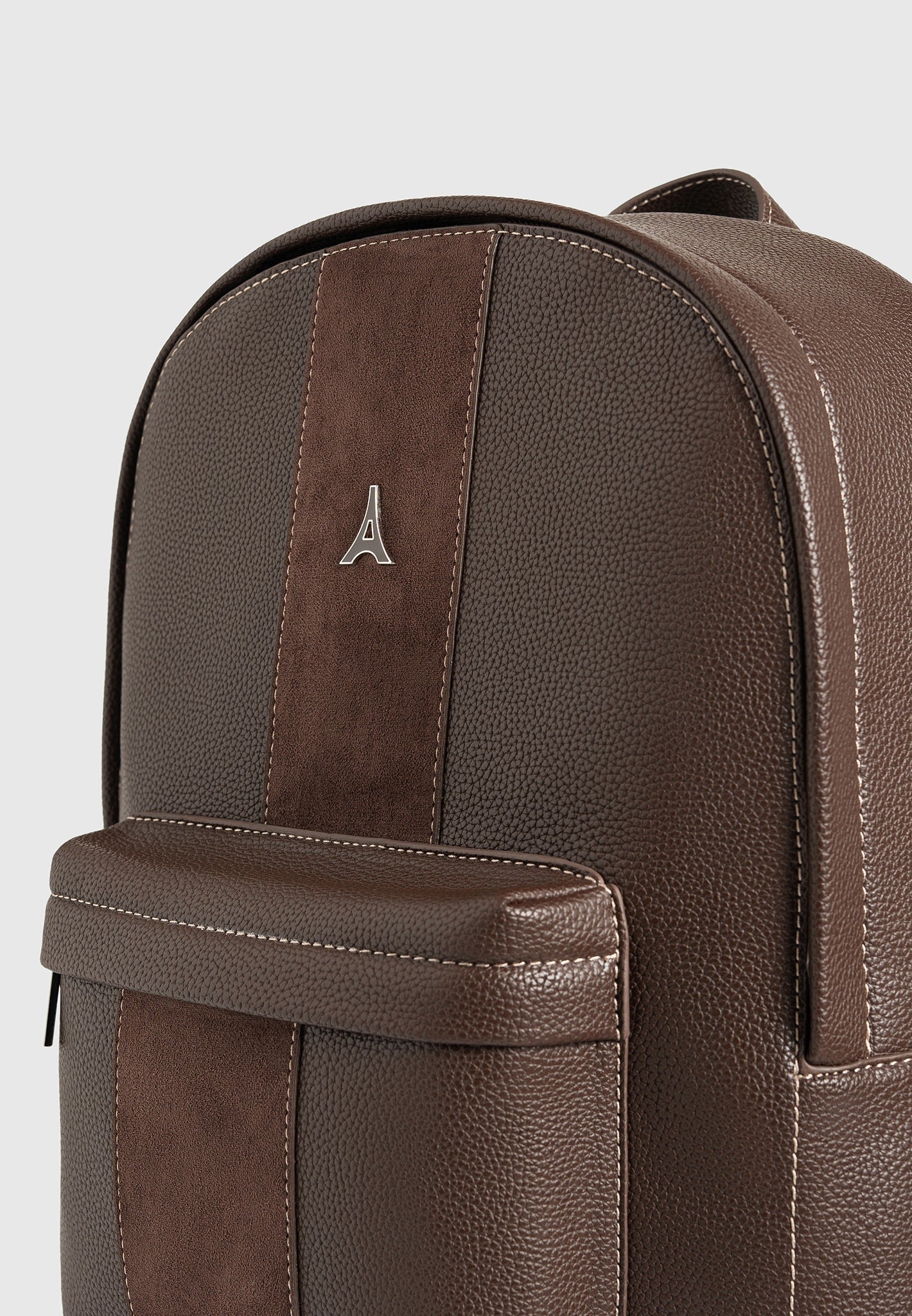 Lyon - Suede Panel Backpack - Brown