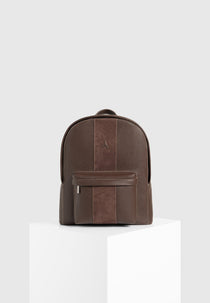 Lyon - Suede Panel Backpack - Brown