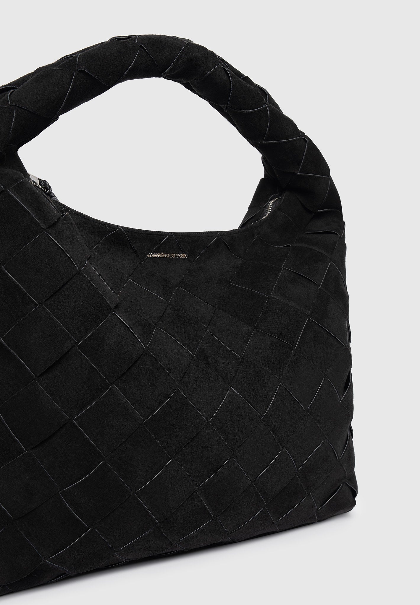 Aubin - Suede Woven Hobo Bag - Black