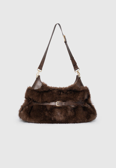 Cali - Fur Duffle Bag  - Brown