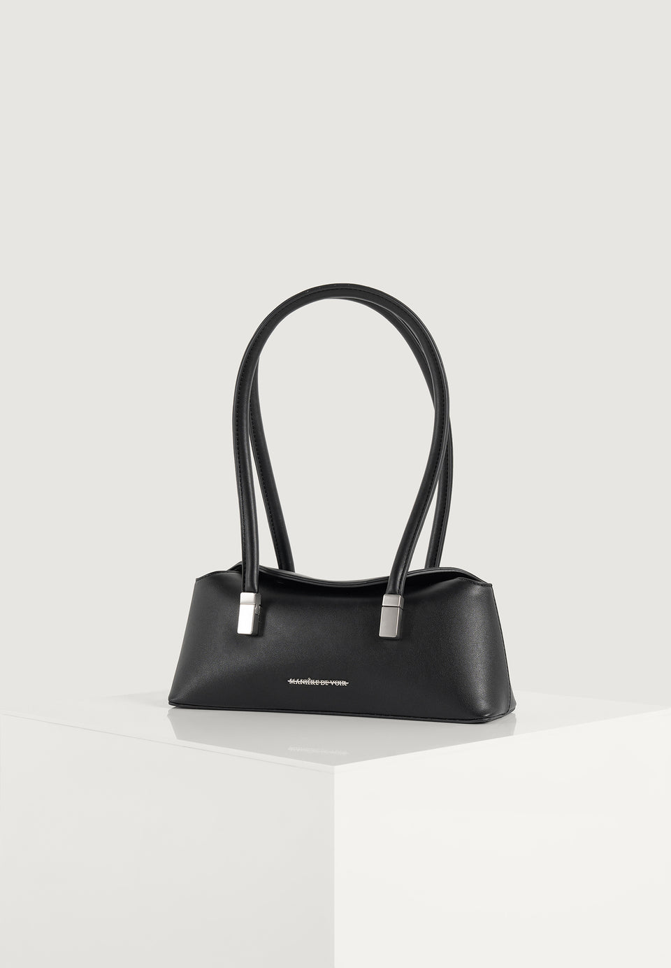 Annelise - Leather Baguette Bag - Black